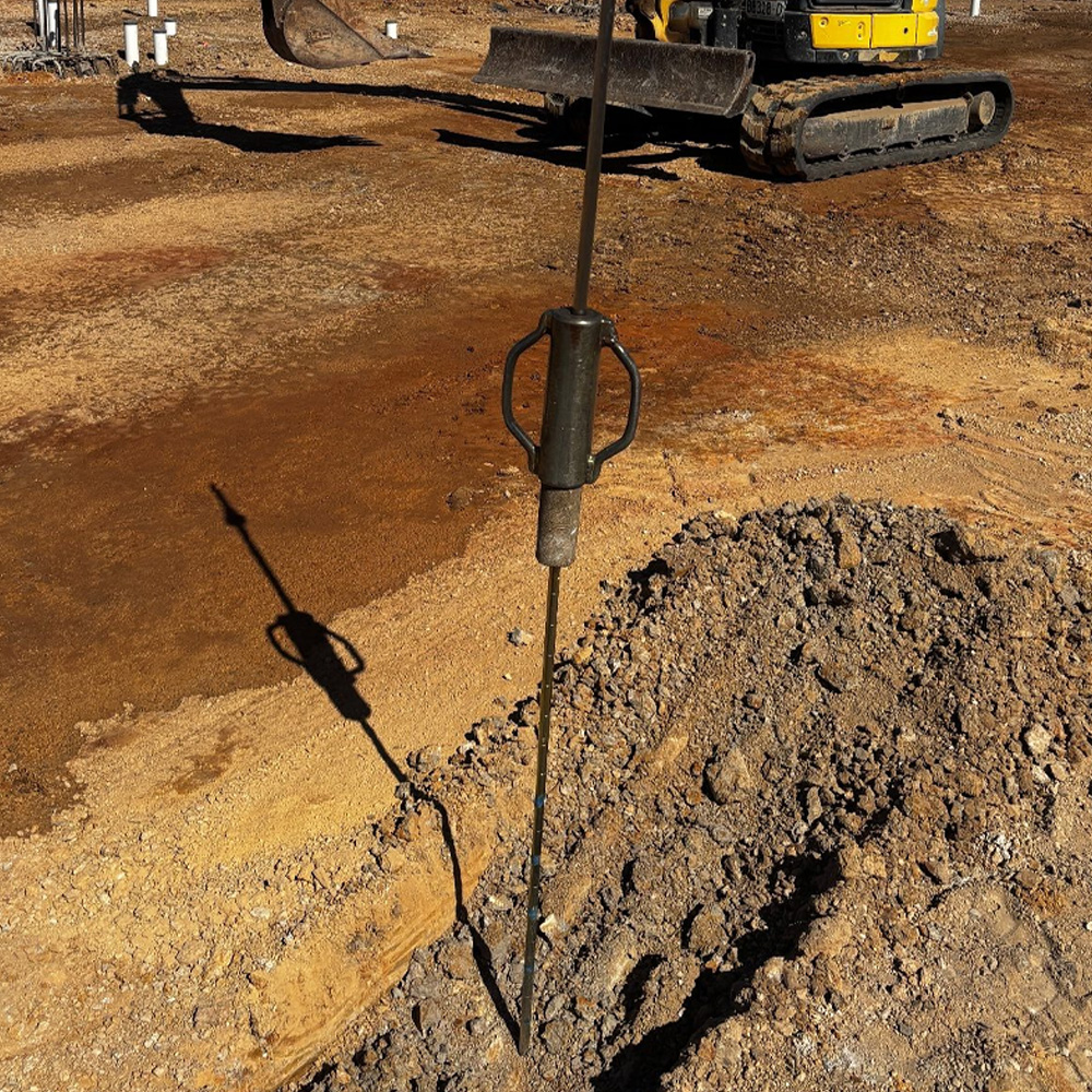 Dynamic cone penetrometer at a geotechnical field testing site